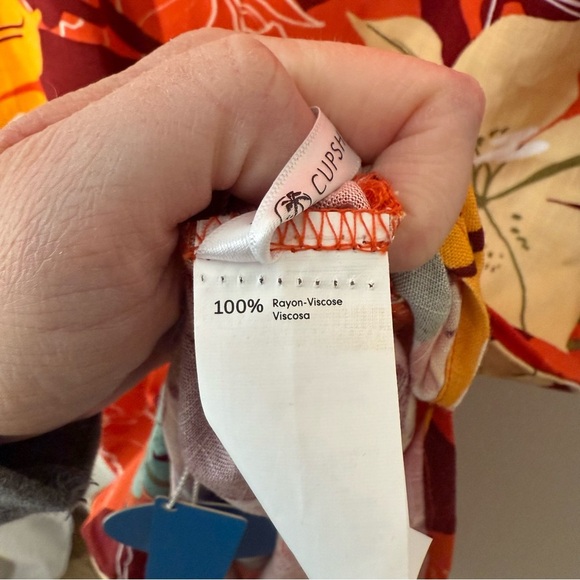 Cupshe Orange Floral Shift Midi Dress w Tie Shoulders and Slits Women’s XS New - Picture 4 of 7